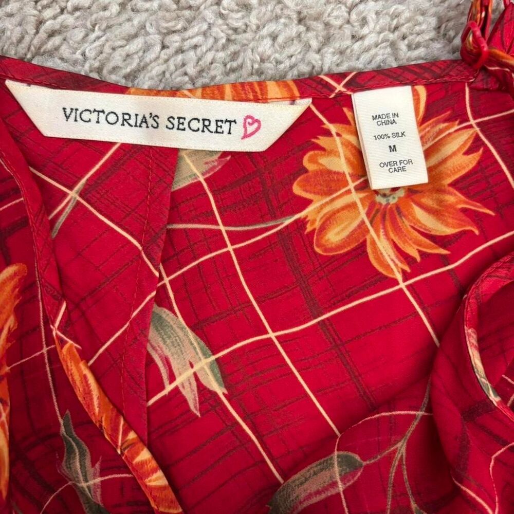 VTG Victoria's Secret Lingerie 100% Silk Floral Pajamas Slip Dress Chemise 90s - Picture 5 of 8